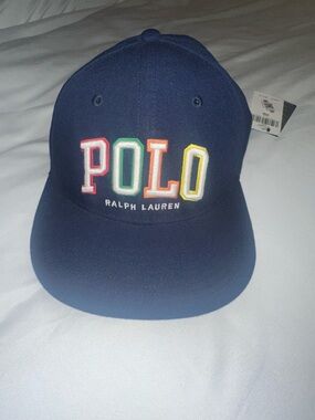 Ralph Lauren Navy Cap with Multicolor POLO Embroidery